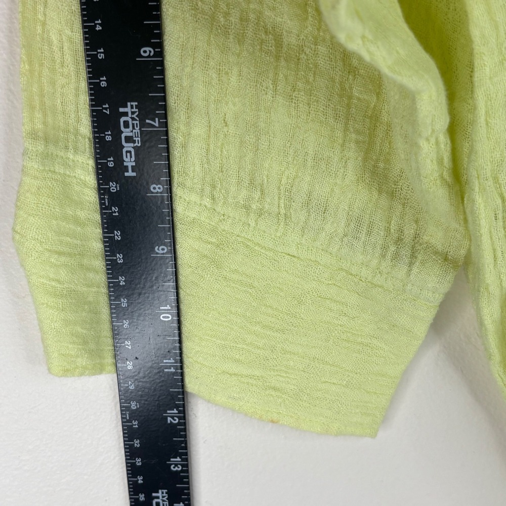 Soft Surroundings Blouse 1X Lime Green Linen Cotton Gauze Button Front Top 55433 - Picture 9 of 10